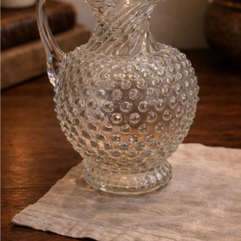 Elegant Hobnail Glass Pitcher